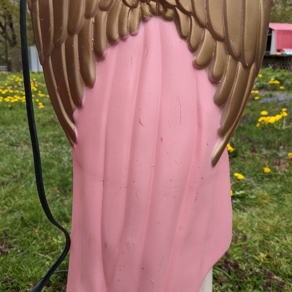Vintage TPI Blow Mold Angels Choir With Horn/Trumpet pink dress WORKING Lights - Picture 14 of 15